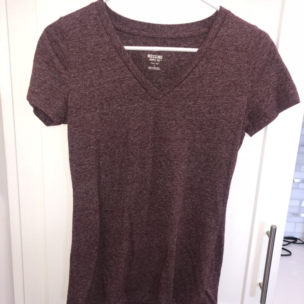 Short Sleeve Red V Neck